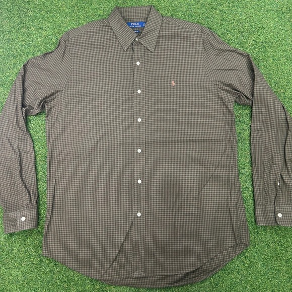 Polo Ralph Lauren Other - Polo Ralph Lauren Mens Brown Check Long Sleeve Button Down Shirt Classic Fit L